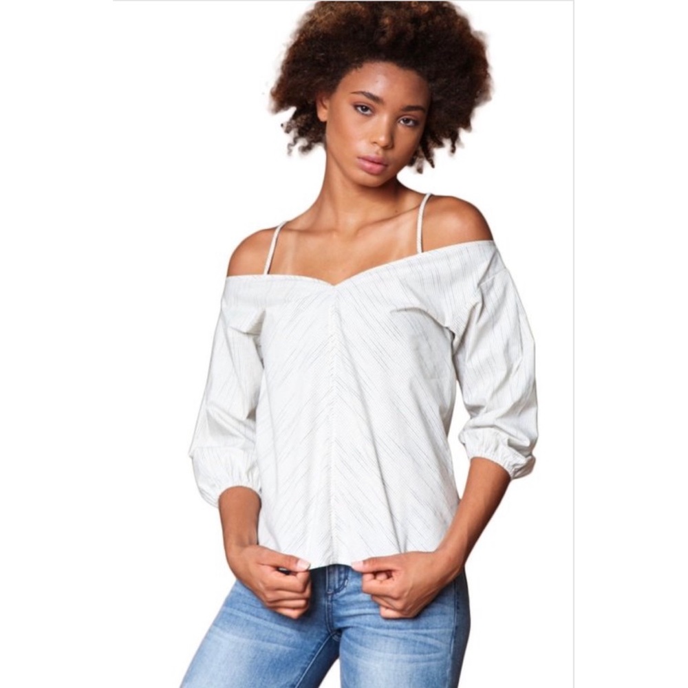 Off The Shoulder Puff Sleeve Blouse 100% Cotton